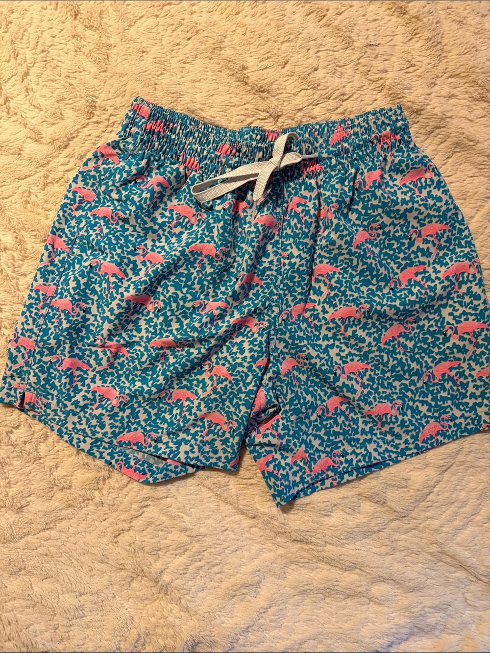 Vineyard Vines Teal Swim Trunks with Pink Whale Print